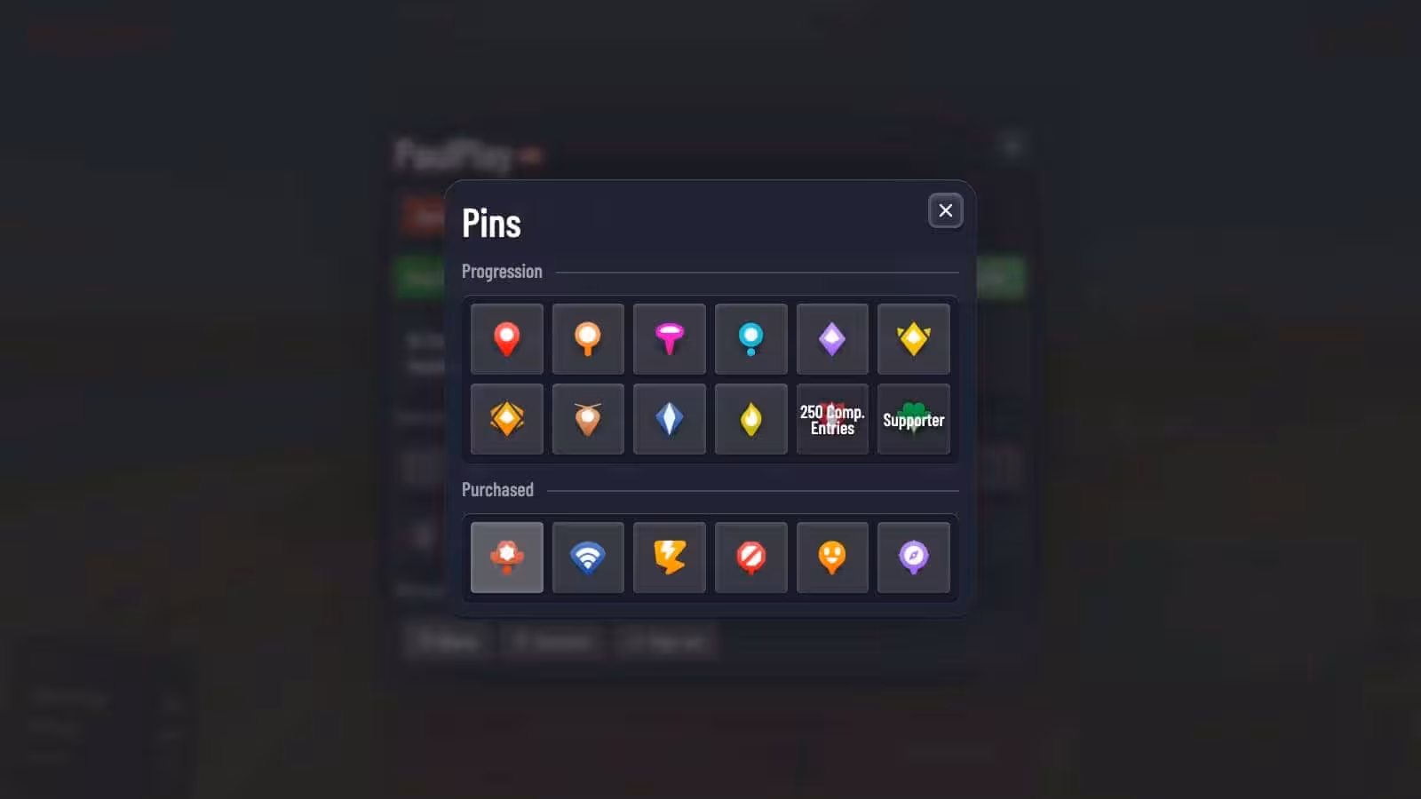 The OpenGuessr pin picker with progression and purchased rows