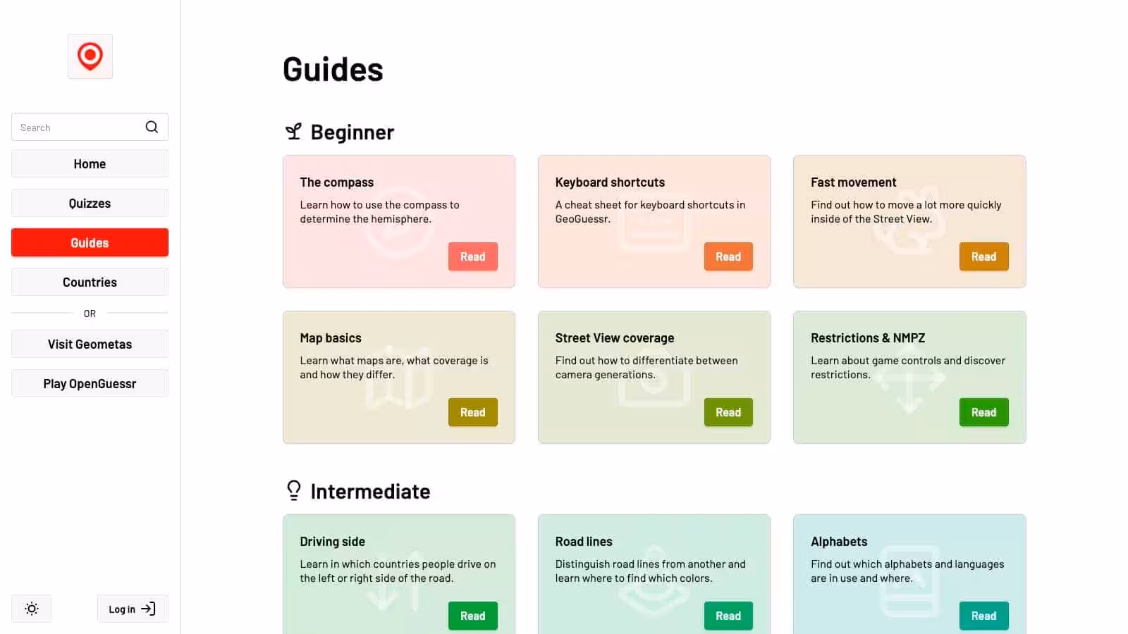 The OpenGuessr Education guides page