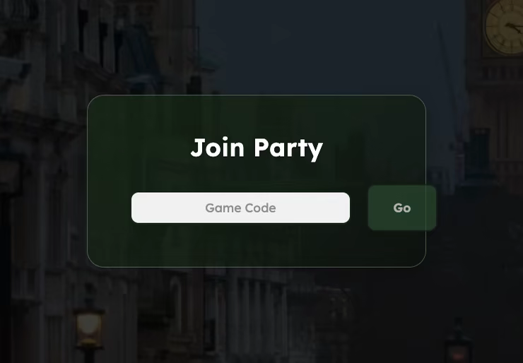 The WorldGuessr join party page, with the Go button extending past the right edge of the card